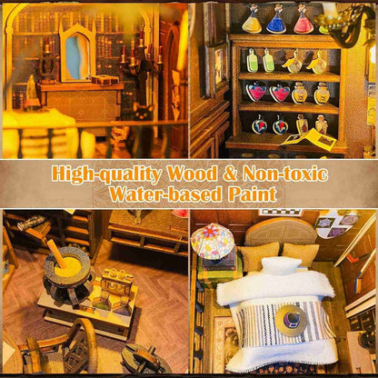 Wooden 3D DIY Book Nook Kit Micro Scene Magic Bookstore Book Stand with LED