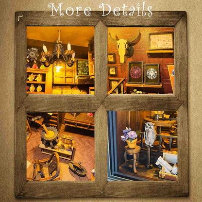 Wooden 3D DIY Book Nook Kit Micro Scene Magic Bookstore Book Stand with LED