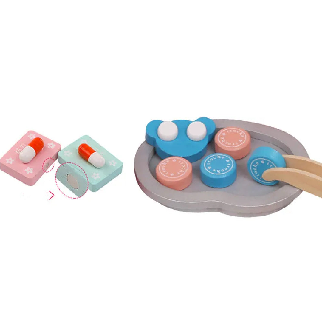 Wooden Doctor’s Play Set - Complete Medical Kit, Realistic Tools, Sound Effect, Safe for Ages 3+
