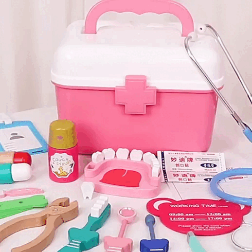 Wooden Doctor’s Play Set - Complete Medical Kit, Realistic Tools, Sound Effect, Safe for Ages 3+