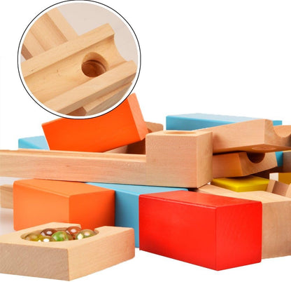Wooden Marble Run - Educational Toy, Creative Track Builder, Smooth Finish, Natural Wood, Safe for Ages 3+