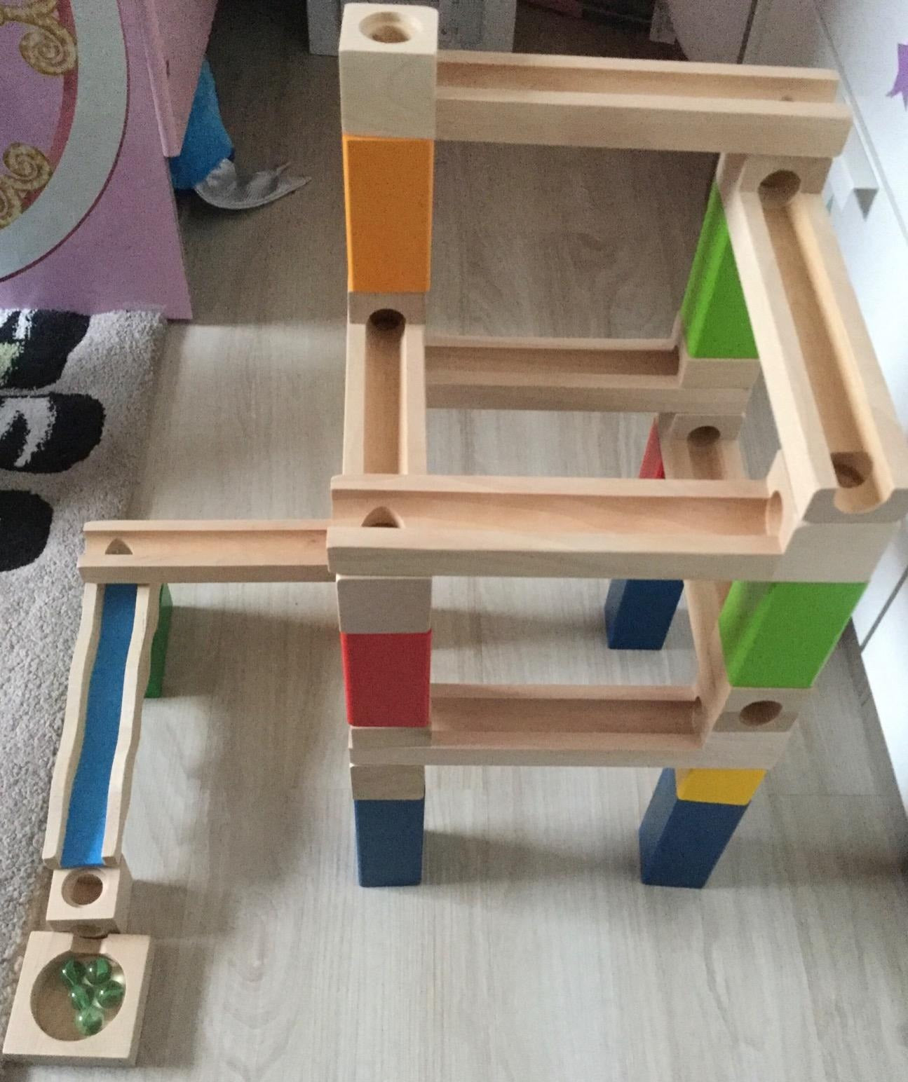 Wooden Marble Run - Educational Toy, Creative Track Builder, Smooth Finish, Natural Wood, Safe for Ages 3+