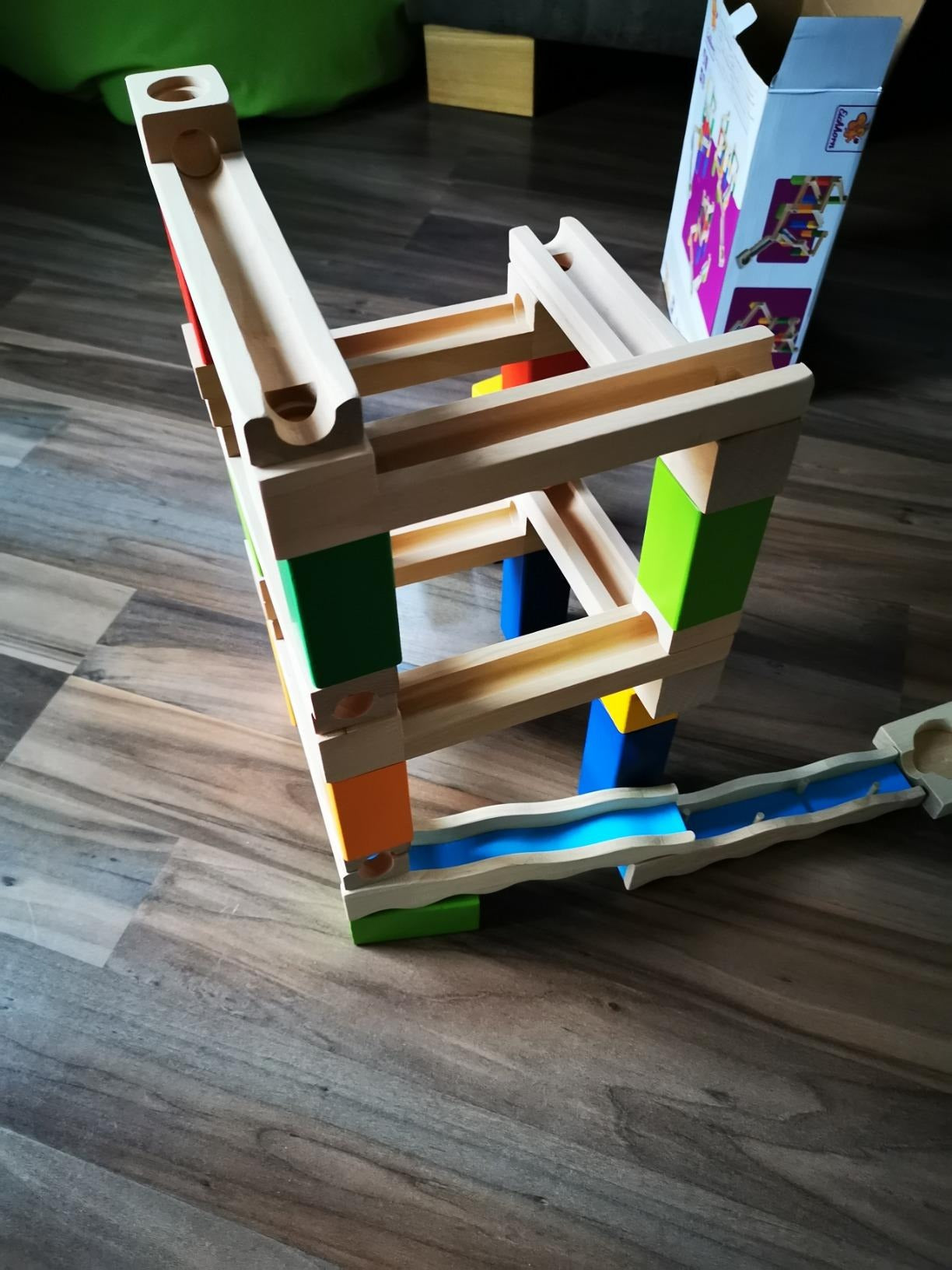 Wooden Marble Run - Educational Toy, Creative Track Builder, Smooth Finish, Natural Wood, Safe for Ages 3+