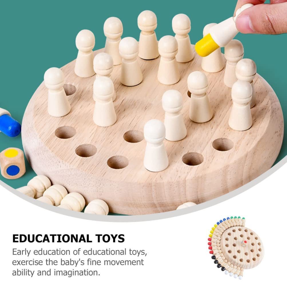 Wooden Memory Game with Vibrant Colors, Designed to Improve Memory, Safe for Ages 3+