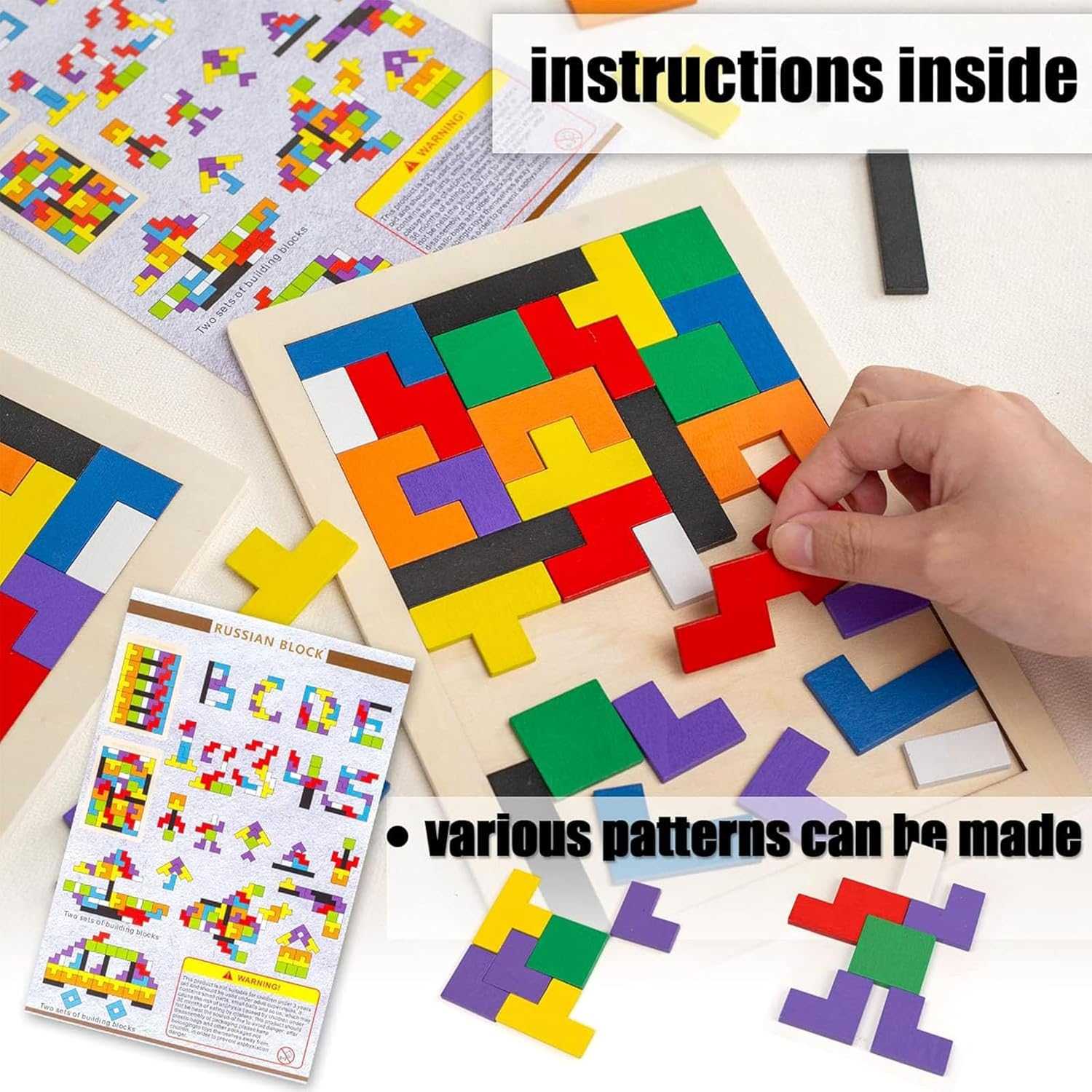 Wooden Puzzle Game with Colorful Shapes, Safe Wooden Material, Perfect Ages 3+