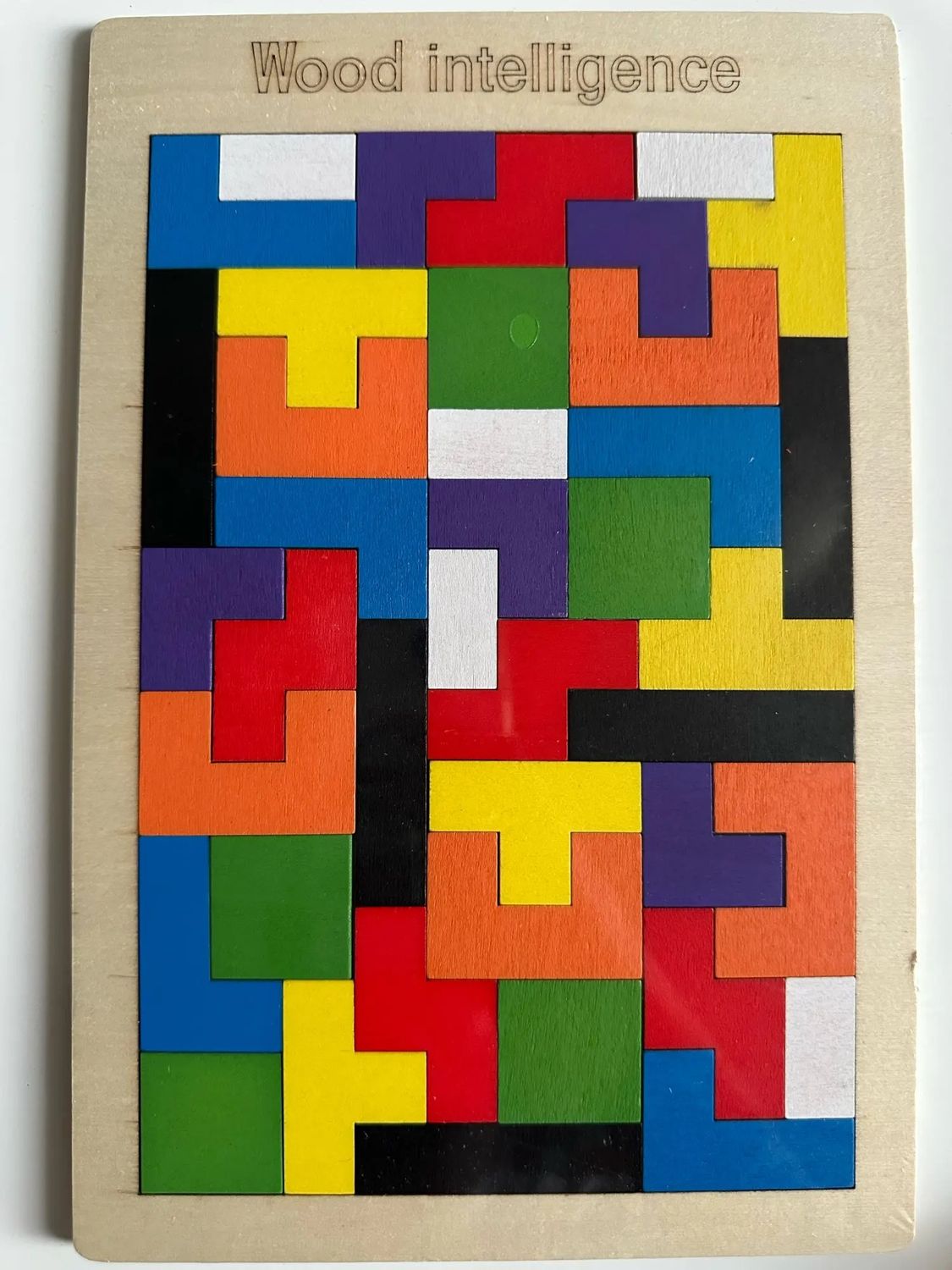 Wooden Puzzle Game with Colorful Shapes, Safe Wooden Material, Perfect Ages 3+