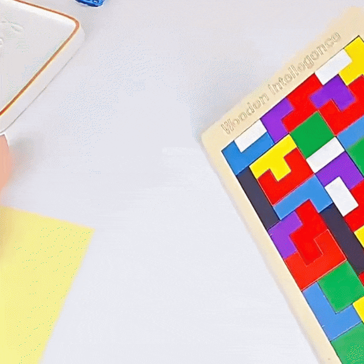Wooden Puzzle Game with Colorful Shapes, Safe Wooden Material, Perfect Ages 3+