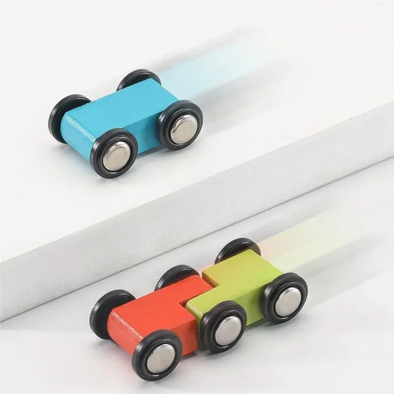 Wooden Ramp Car Toy with Montessori Learning, Sliding Cars, Colorful Track, Safe Design for Ages 3+