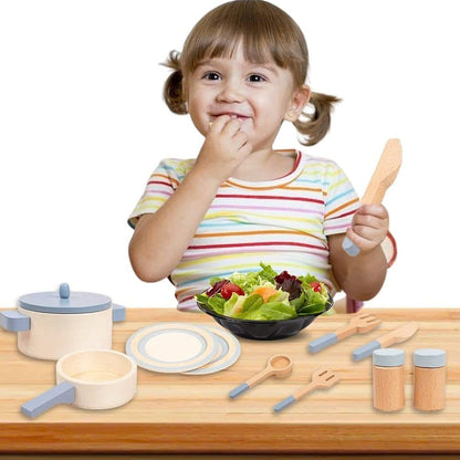 Wooden Simulation Kitchen Toys, Educational, Compact and Portable, Safe for Ages 3+