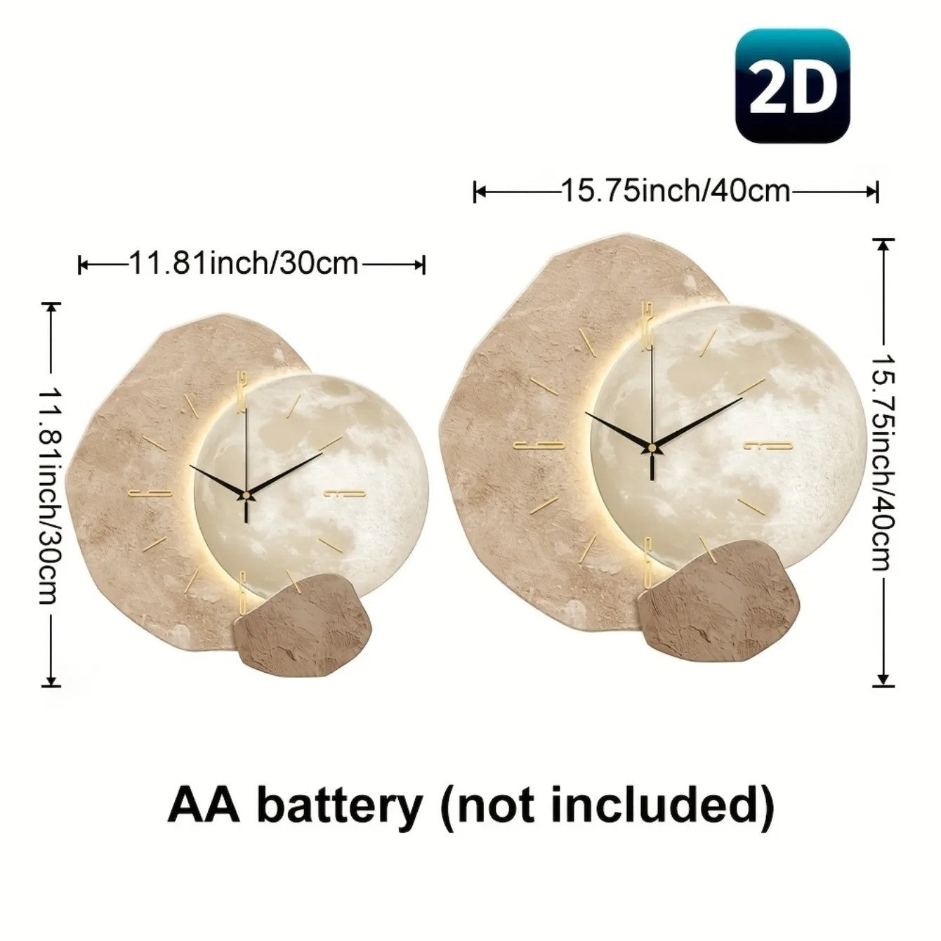 Wooden Wall Clock - Scandinavian Design - Silent Bamboo Clock - LED Backlight Illumination