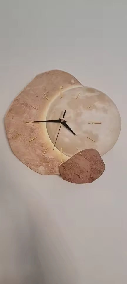 Wooden Wall Clock - Scandinavian Design - Silent Bamboo Clock - LED Backlight Illumination