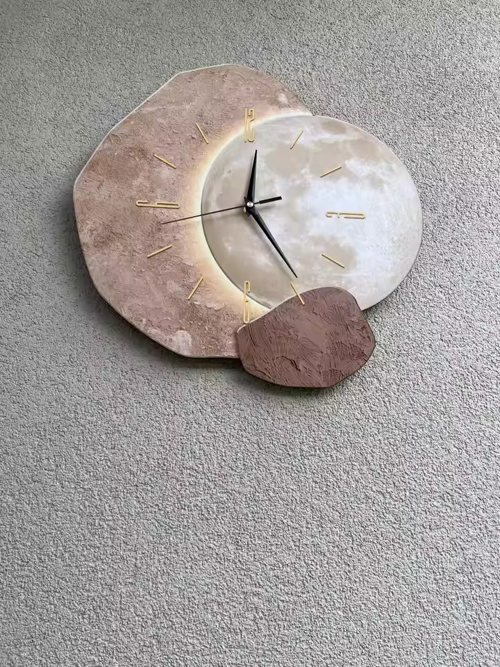Wooden Wall Clock - Scandinavian Design - Silent Bamboo Clock - LED Backlight Illumination