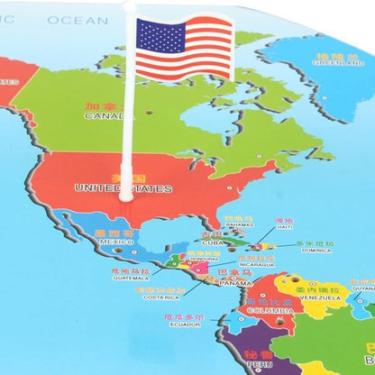 Wooden World Map with 36 Flags – Educational Geography Puzzle for Kids