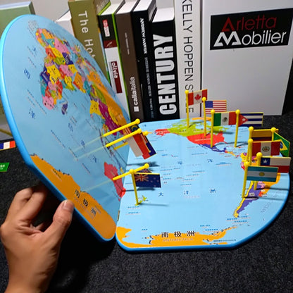 Wooden World Map with 36 Flags – Educational Geography Puzzle for Kids