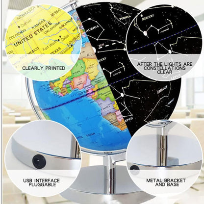 World Globe Led Constellation Map & Night Light, Educational Toy & Decor