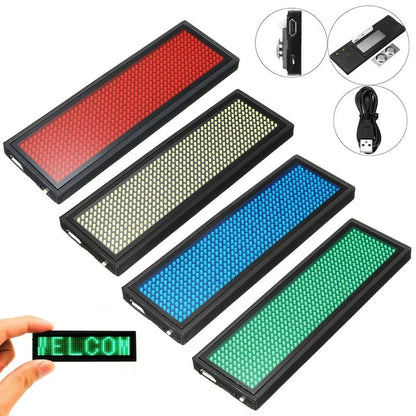 Rechargeable LED Name Badge Display with Programmable Scrolling Text