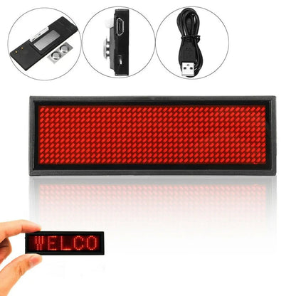 Rechargeable LED Name Badge Display with Programmable Scrolling Text