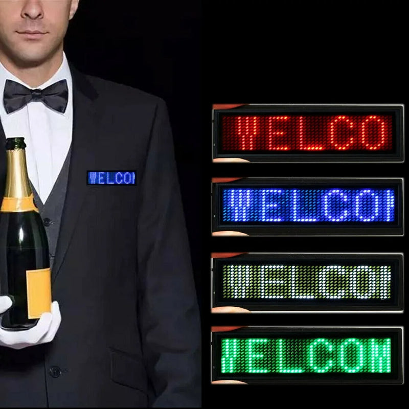 Rechargeable LED Name Badge Display with Programmable Scrolling Text
