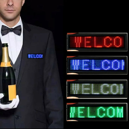 Rechargeable LED Name Badge Display with Programmable Scrolling Text