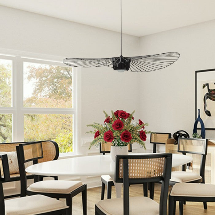 Vintage-Inspired Straw Hat Pendant Light