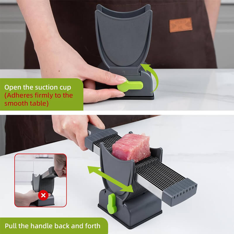 Adjustable Thickness Stainless Steel Meat Slicer – Heavy-Duty Manual Cleaver for Quick and Precise Meat Cutting
