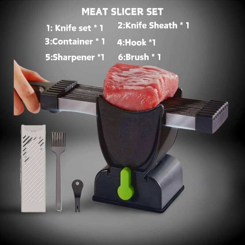 Adjustable Thickness Stainless Steel Meat Slicer – Heavy-Duty Manual Cleaver for Quick and Precise Meat Cutting