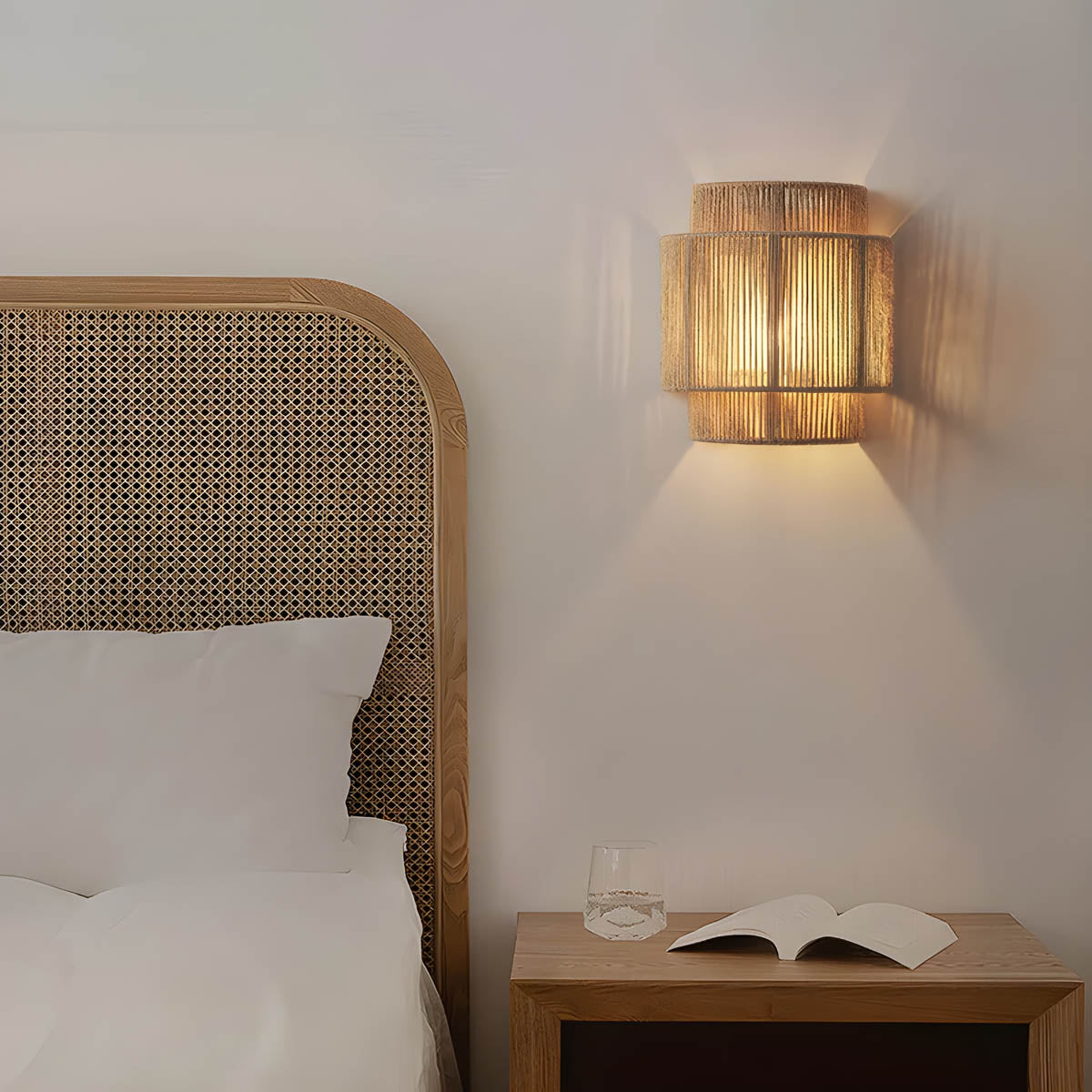 Modern Wall Light with Woven Hemp Rope Design