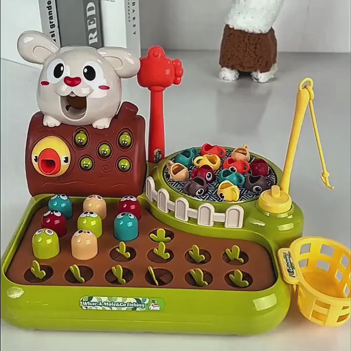 4-in-1 Montessori Baby Activity Toy With Fishing, Whac-A-Mole, Pull Carrot, Feeding For Ages 1+