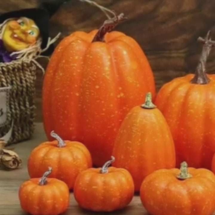 Realistic Fake Pumpkins with 7PCS Set for Halloween Decor, Lifelike Appearance, Fall Autumn Themed Decoration