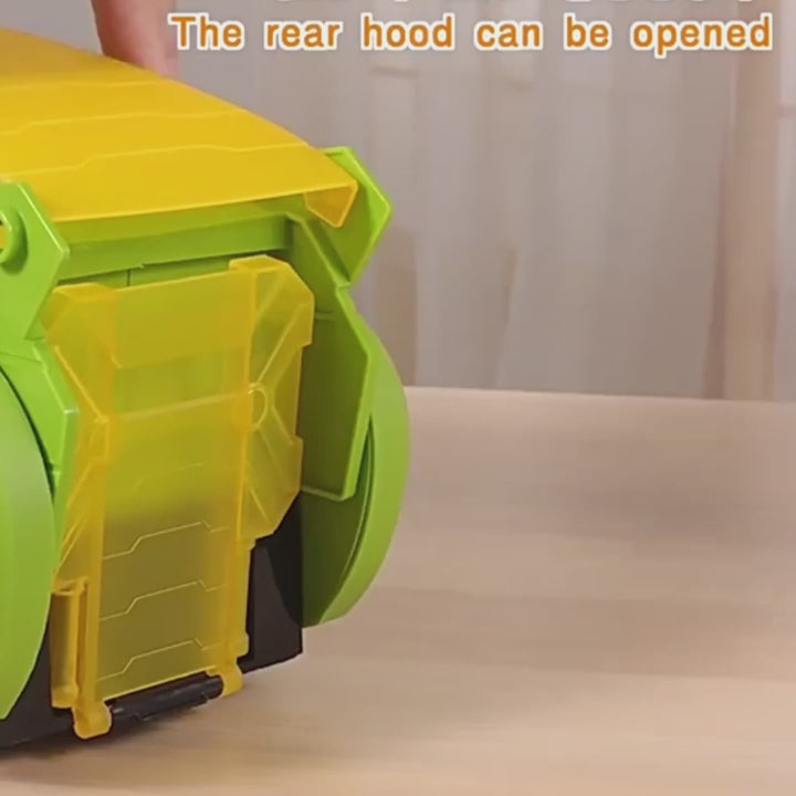 Dino Truck That Gobbles Up Cars with Swallowing Function, Transformable into Car Slide, Portable with Handle, Safe for Ages 3+