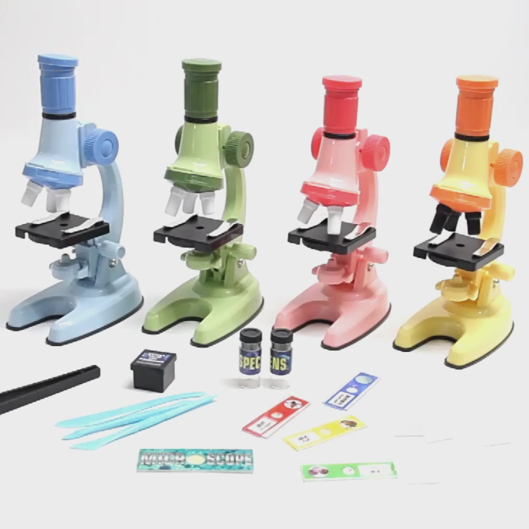 Kids Science Microscope Toy - Educational STEM Kit, Slides, Tools, Bright Colors, Little Explorers, Safe for Ages 3+