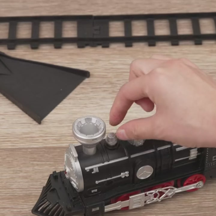 Electric Christmas Steam Train Set with Lights and Sounds, Toy Railway Decoration for Kids Under the Christmas Tree