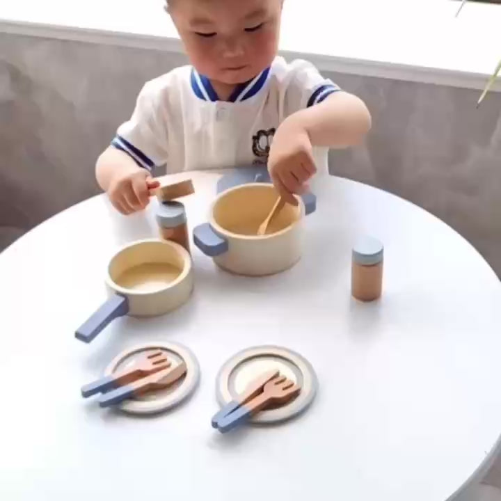 Wooden Simulation Kitchen Toys, Educational, Compact and Portable, Safe for Ages 3+