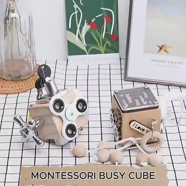 7 in 1 Montessori Busy Cube Educational Toy with Durable Wooden Design, Safe for Ages 3+