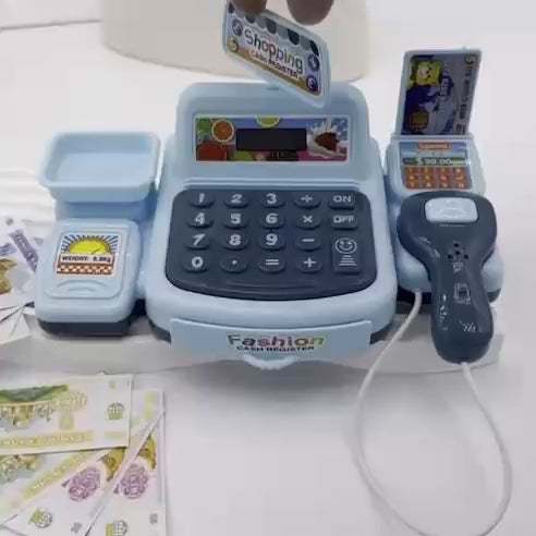 Supermarket Cash Register Toy with Sound and Light, Compact, Portable, Safe for Ages 3+