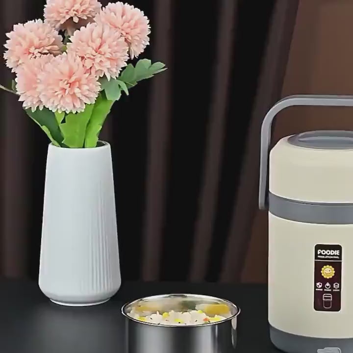 304 Stainless Steel Heated Lunch Box with USB Heating, Constant Temperature 65°C, Portable & Rechargeable