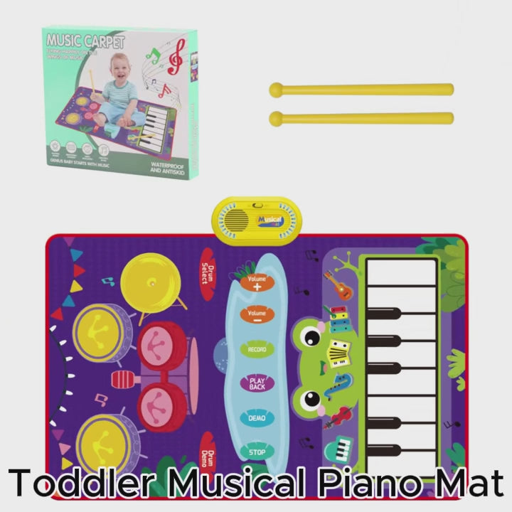Toddler Musical Piano Mat with Various Animal & Instrument Sounds, Recording, Demo Songs – Safe for Ages 3+