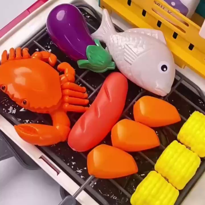 Simulated Barbecue Set with Sound, Light, Foldable Design & Easy to Carry, Safe for Ages 3+
