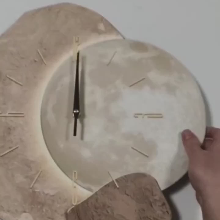 Wooden Wall Clock - Scandinavian Design - Silent Bamboo Clock - LED Backlight Illumination