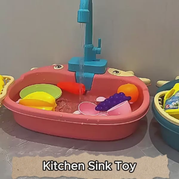 Battery Kitchen Sink Toy with Realistic Water Circulation, ABS plastic, Safe for Ages 3+