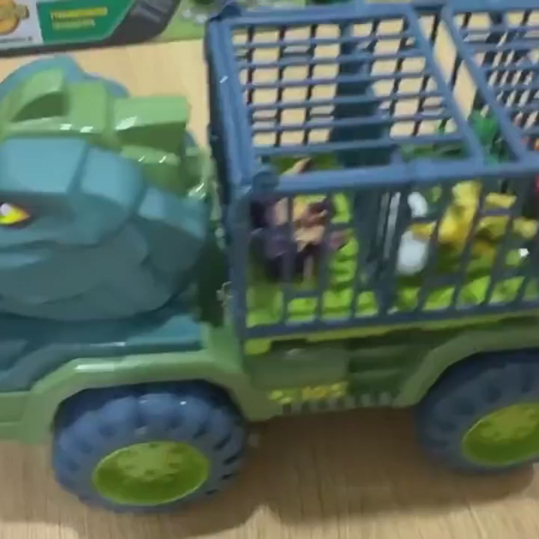 Dinosaur Car Play Truck, Transport Car Carrier with 3 Dino Figures, Egg and Tree, Safe for Ages 3+