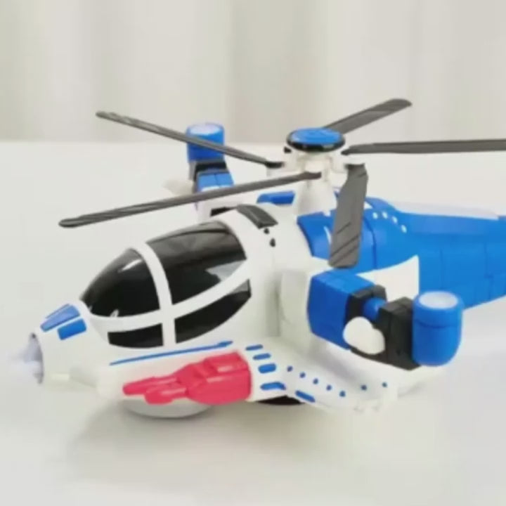 Helicopter Toy with Lights and Sounds, 360° Spin, Obstacle Sensor, Battery-Free, Child-Safe Design, Safe for Kids 3+