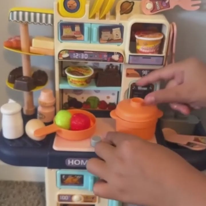 Kids Kitchen Playset with Water, Light and Steam Features – Pretend Cooking Toy with Accessories