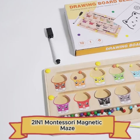 2 in1 Montessori Magnetic Maze & Drawing Board with Multiple Learning levels, Safe for 3+