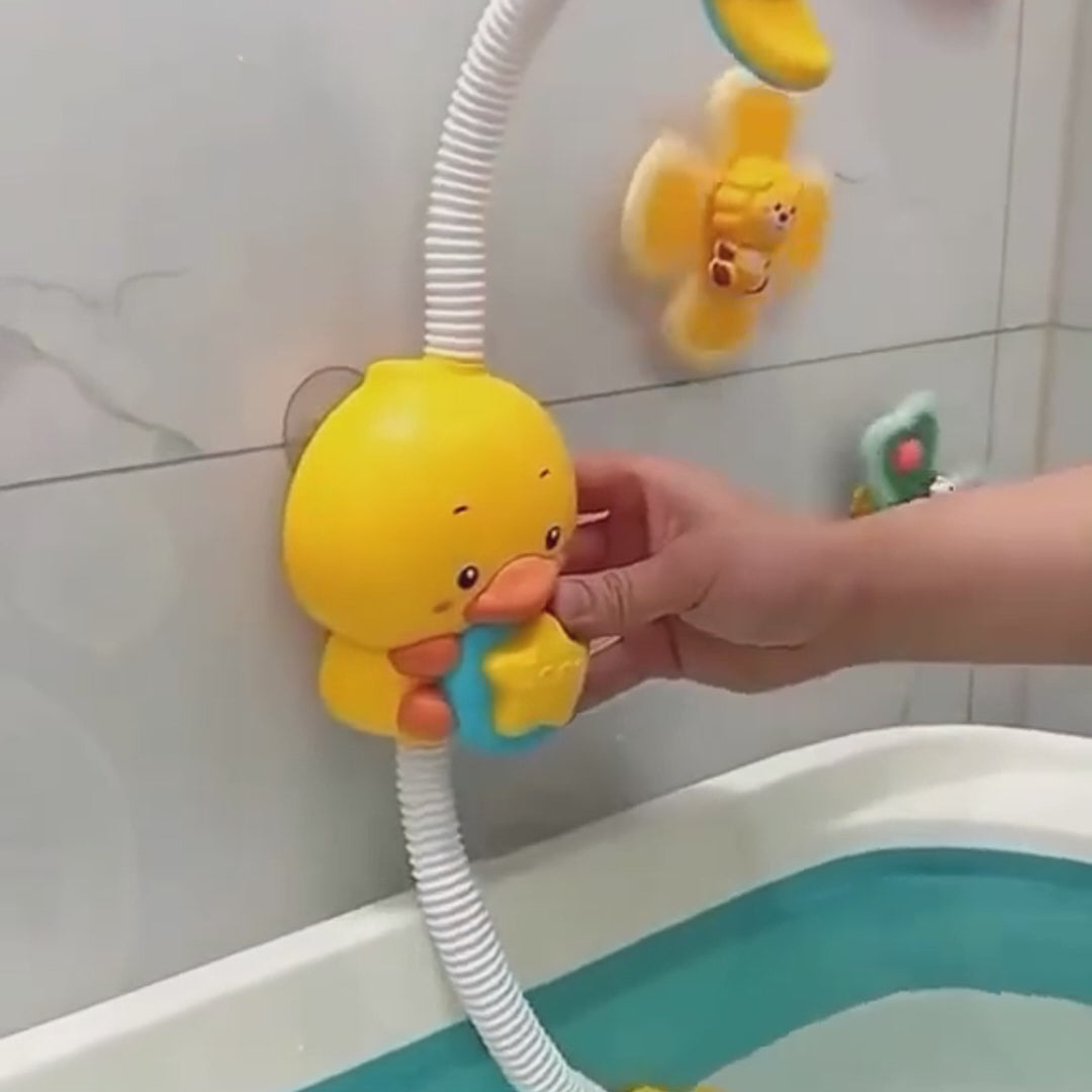 Electric Duck Bath Toy Water Pump with Hand Shower Spray, Strong Suction Cups, Safe for Ages 1+