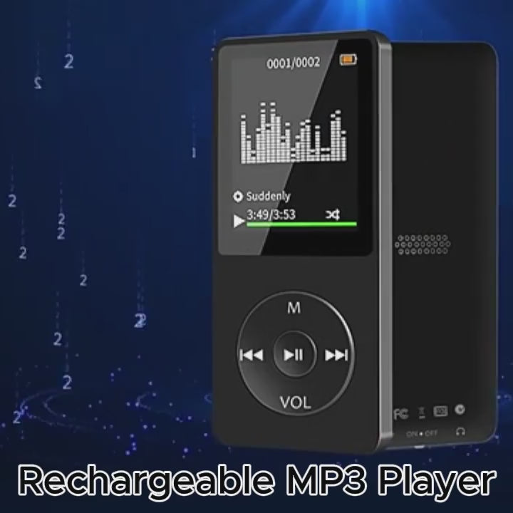 Rechargeable MP3 Player with Bluetooth 4.0, Voice Recorder, Support 128GB Storage