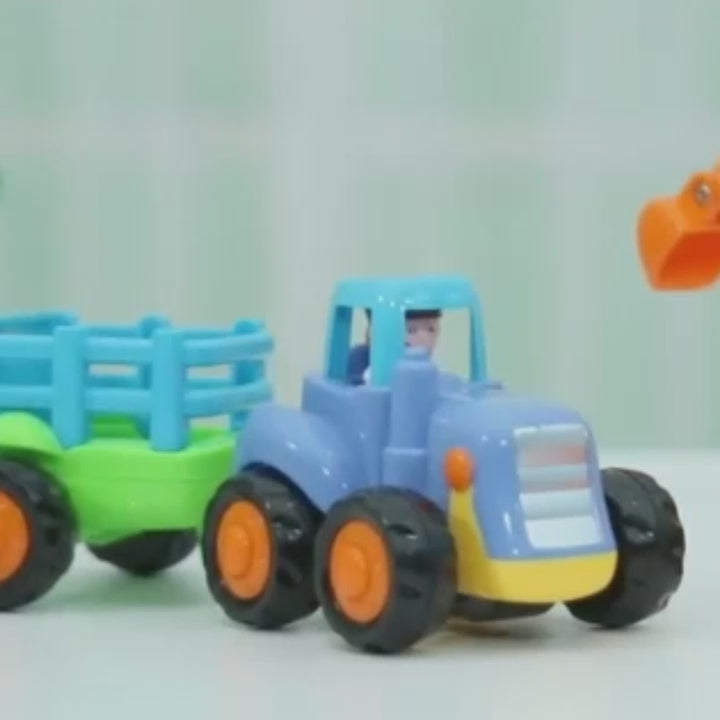 4-Pack Friction Vehicle Toys, No Batteries Required, Easy to Use, Cartoon Design, Compact Size, Safe for Ages 1+