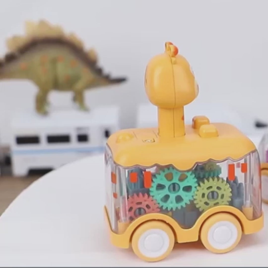 Press Gear Animal Car with Inertial Motion, Light-Up Fun, Educational Play, Safe for Ages 1+