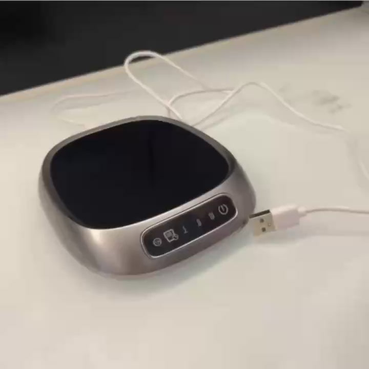 USB Rechargeable Smart Coffee Mug Warmer Pad – Sleek Black Heating Plate Keeps Drinks Hot with 8H Timer, Auto Shut-Off & Portable Design