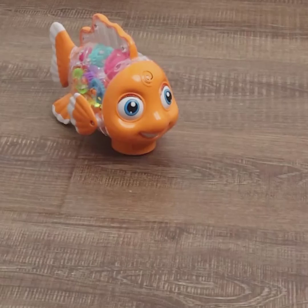 Musical Fish Toy, Flashing Lights, Moving Wheels, Rotating Gears, Realistic Action, Safe for Ages 2+